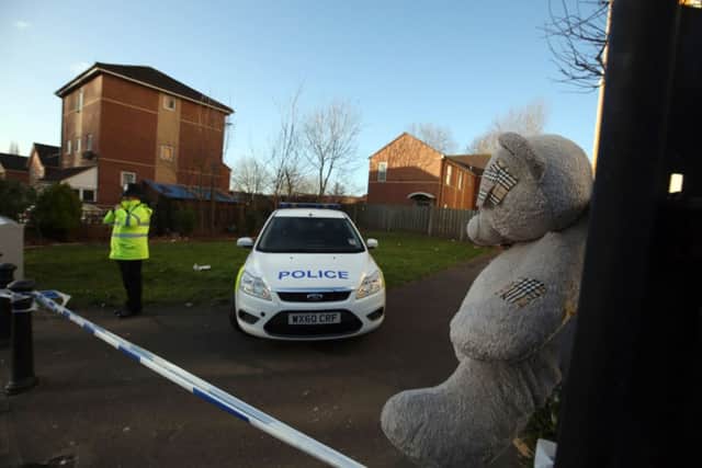 A teddy bear and floral tributes have been left near Barton Court in Bristol, as seven people remain in custody in connection with the investigation into the disappearance of teenager Becky Watts
