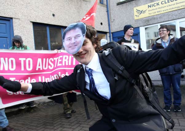 Students held a protest outside Nick Clegg's constituency office