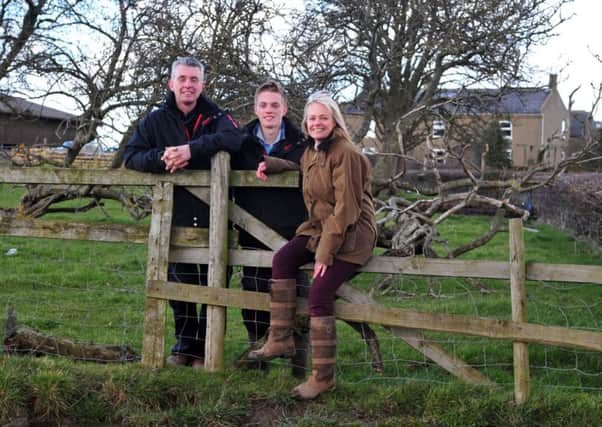 Neville and Cath Kitching, and son Will, at Summerfield Farm, Ingleby Cross near Northallerton.