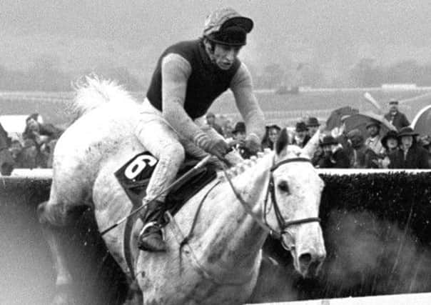 Simon Sherwood riding to victory in the Cheltenham Gold Cup on Desert Orchid