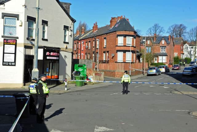 Police at the scene of a shooting near Ellers Road and Markham Avenue in Harehills. Picture Tony Johnson