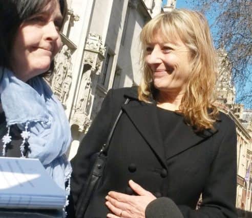 Kathleen Wyatt outside the Supreme Court, London, with lawyer Barbara Reeves
