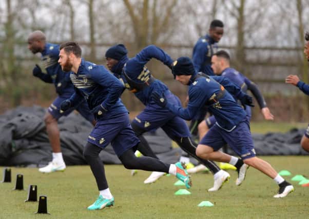 Leeds United players are put through their paces ahead of tomorrows Championship game against Nottingham Forest. Picture: Andrew Varley