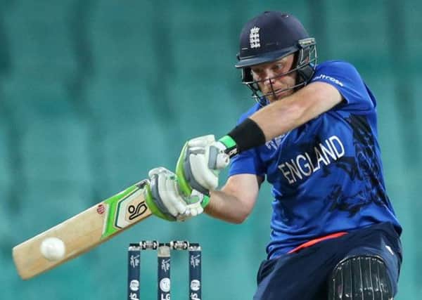 England's Ian Bell bats during their Cricket World Cup pool A match against Afghanistan in Sydney. (AP Photo/Rick Rycroft)
