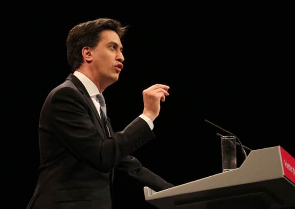 Labour leader Ed Miliband during his speech at the Labour Party Spring conference at the ICC, Birmingham where he unveiled his party's election pledge card.