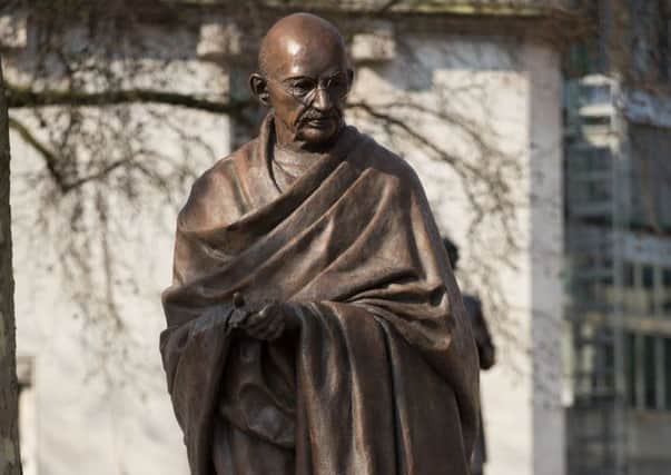The Mahatma Gandhi statue which was unveiled in Parliament Square, London today