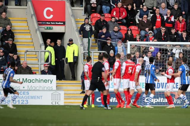 Wigan's Jermaine Pennant (extreme left) fires the ball into the top corner of Rotherham's net to put Wigan into the lead