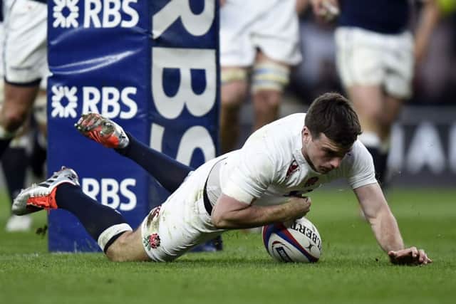 England's George Ford dives in to score a try during the RBS 6 Nations match at Twickenham, London. (Picture: Andrew Matthews/PA Wire).