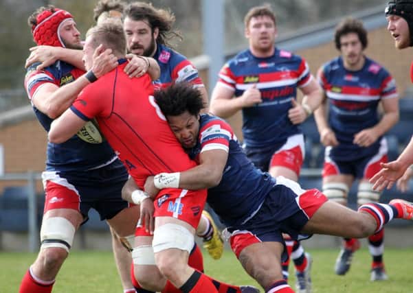 Action from the British and Irish semi-final between Doncaster Knights and Bristol at Castle Park.