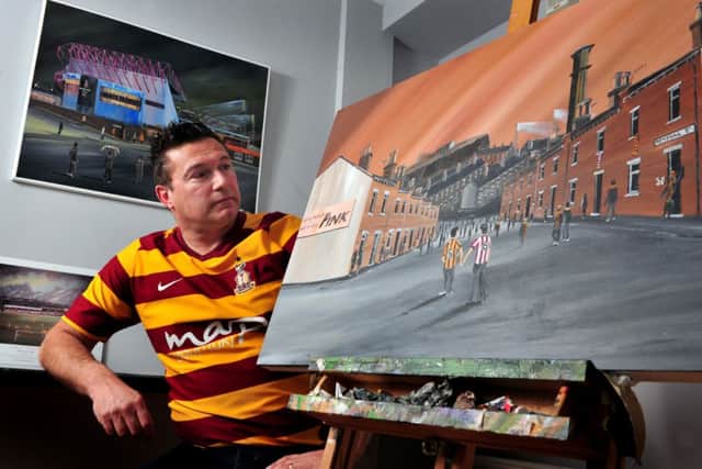Artist Paul Town, from Baildon, was in the stand that burned down during the Bradford City fire. His painting is called Broken Souls.