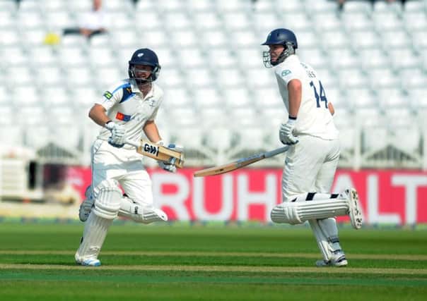 Yorkshire's Alex Lees and Adam Lyth in action last year. Picture: Jonathan Gawthorpe.