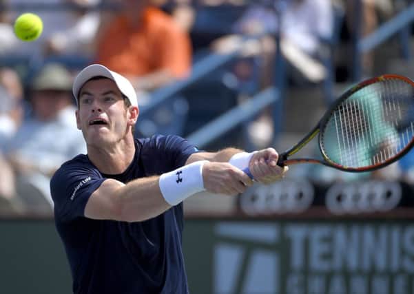 Andy Murray on his way to victory over Philipp Kohlschreiber in Indian Wells.