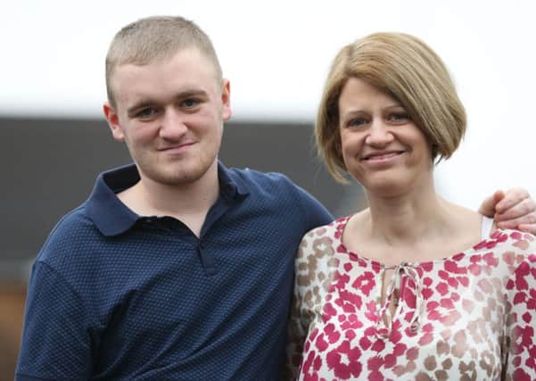 Jordan Woodward with his mother Tracy. Picture: Ross Parry Agency