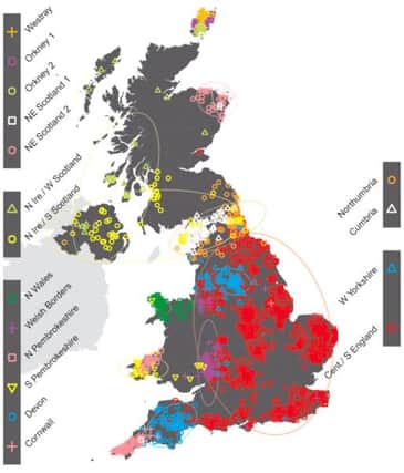 University of Oxford map showing population clustering based on genetics, and its striking relationship with geography.