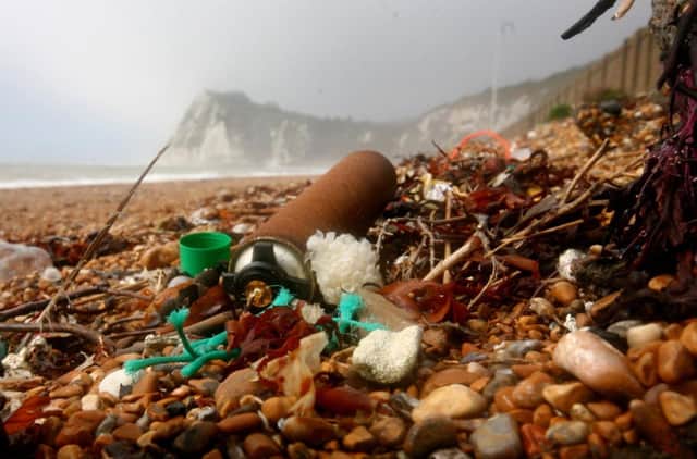 Rubbish left on a beach