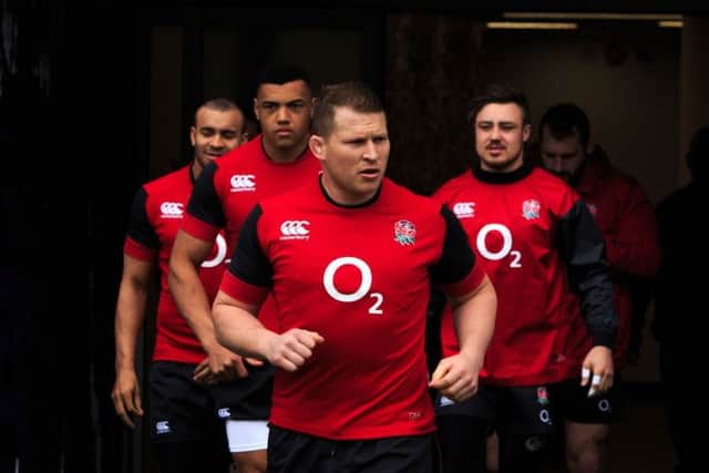 England's Dylan Hartley walks out for the Captain's Run at Twickenham yesterday. Picture: John Walton/PA.