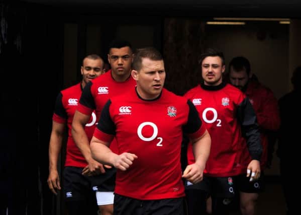England's Dylan Hartley walks out for the Captain's Run at Twickenham yesterday. Picture: John Walton/PA.