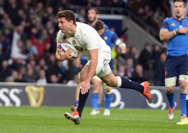 England's Ben Youngs scores his second try against France. Picture: Adam Davy/PA.