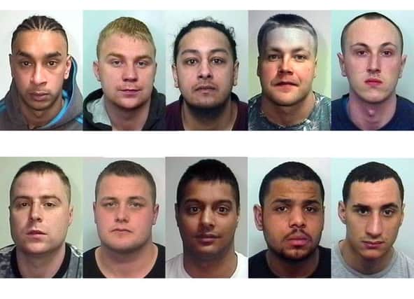 The ten gang members who have been jailed