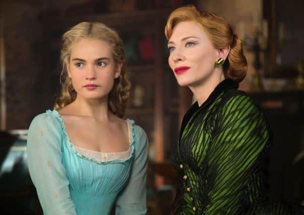 Lily James as Cinderella and Cate Blanchett as the Stepmother.