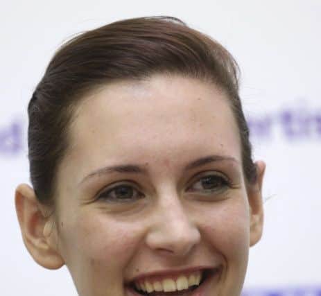 Corporal Anna Cross, 25, during a press conference at London's Royal Free Hospital where she has been discharged, after being successfully treated for Ebola.