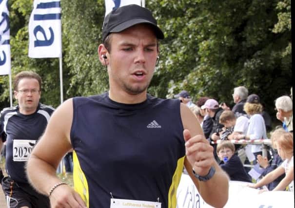 Andreas Lubitz competes at the Airportrun in Hamburg, northern Germany.