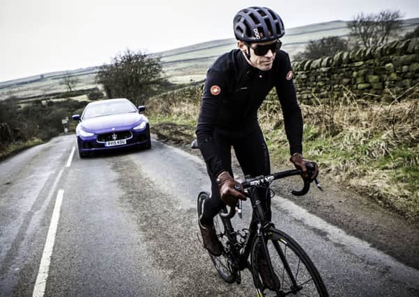 Former pro-cyclist and Maserati GB brand ambassador David Millar pictured to launch Maserati Cycling and announce Maserati as the title sponsor of the Tour de Yorkshire Ride.