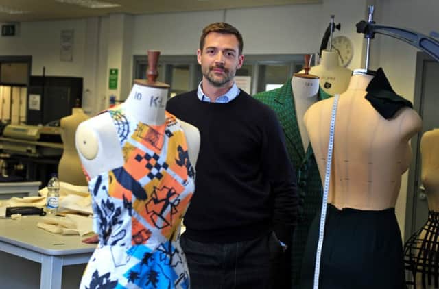 Eye for detail: Designer Patrick Grant, judge of the Great British Sewing Bee, on a visit to Leeds College of Art
