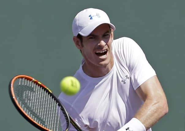 COMFORTABLE: Andy Murray, on his way to victory over Santiago Giraldo at the Miami Open. Picture: AP/Alan Diaz