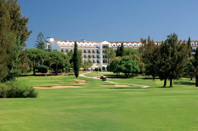 The Penina Hotel & Golf Resort hotel from from the 18th fairway on the Sir Henry Cotton Championship Course