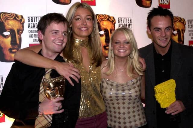 Cat Deeley, (second left) and Ant and Dec with Spice Girl Emma Bunton