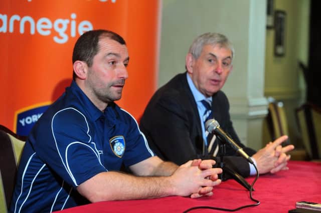 DELIGHTED: Yorkshire Carnegie head coach Bryan Redpath, left. Picture: Tony Johnson