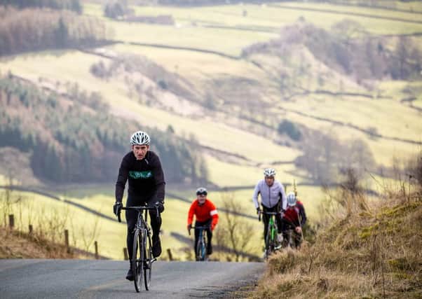 Media join former professional rider Sean Kelly on a recon of the first stage of Tour de Yorkshire.  Pic: Alex Whitehead/SWpix.com