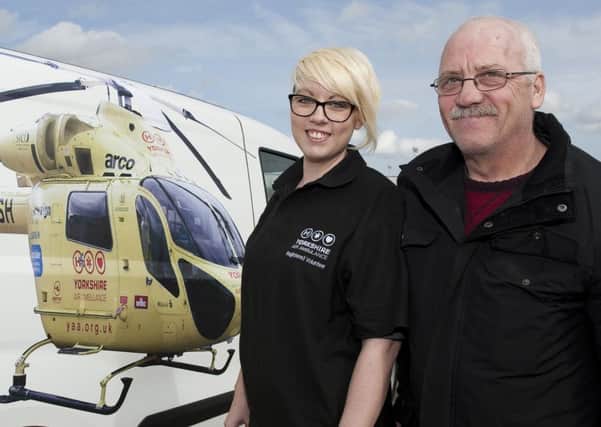 Rachel Young and her dad Gary, who was airlifted to hospital after falling 30ft from a roof having suffered an undiagnosed brain aneurysm.
