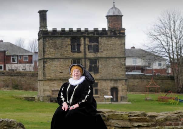 Barbara Ashton dressed as Bess of Hardwick, , pictured a Sheffield Manor Lodge,Manor Lane, Sheffield....SH100130024a....5th March 2015 ..Picture by Simon Hulme
