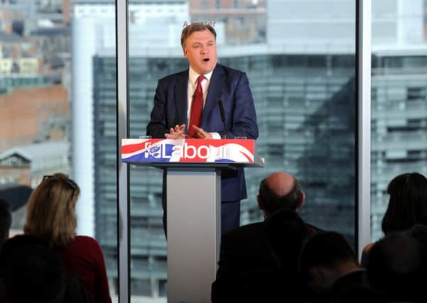 Shadow Chancellor Ed Balls at Hilton Doubletree where he delivered a speech on the economy and took questions from the audience on the first day of the new financial year.  6 April 2015.  Picture Bruce Rollinson