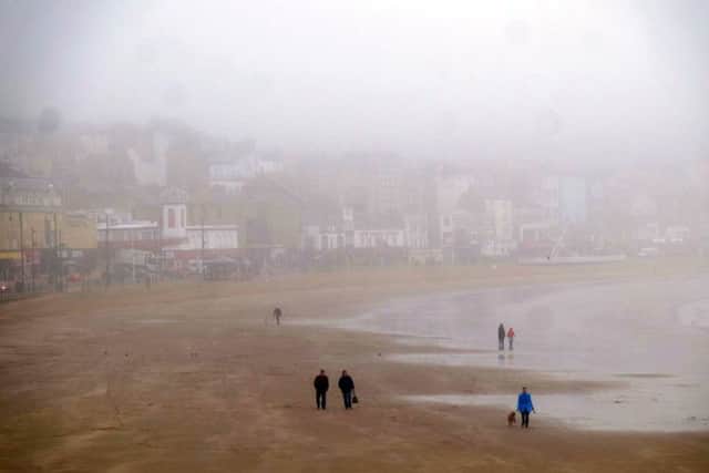 The scene on Easter Monday on Scarborough's South Bay where the day started with a sea fret covering the coast.
Picture: Tony Bartholomew