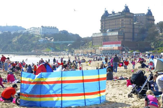 Scarborough's South Bay Beach was a busy place to be as holidaymakers and day-trippers enjoyed glorious sunshine on the Yorkshire Coast. Picture: Tony Bartholomew