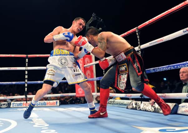 TOP MAN: Josh Warrington claimed the WBC International Featherweight title against  Dennis Tubieron with a points win in front of a huge hometown crowd at the First Direct Arena in Leeds. 
Picture: Jonathan Gawthorpe.