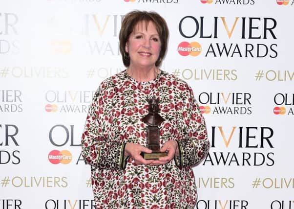 Penelope Wilton with the Olivier award for Best Actress at the Royal Opera House, central London. PRESS ASSOCIATION Photo. Picture date: Sunday April 12, 2015. See PA story SHOWBIZ Olivier. Photo credit should read: Ian West/PA Wire