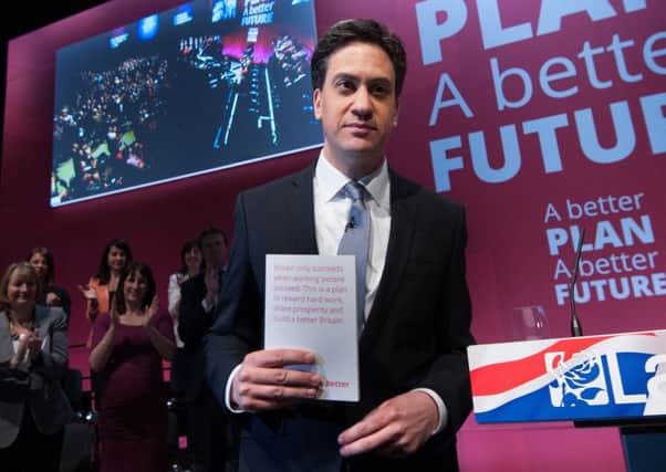 Ed Miliband   launches his party's manifesto at Granada TV Studios in Manchester