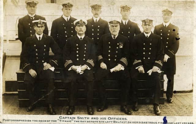 Officer James Moody (front left) with Titanic crew members