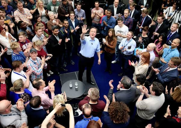 Prime Minister David Cameron during in a PM Direct question and answer session with employees at O2, Leeds.