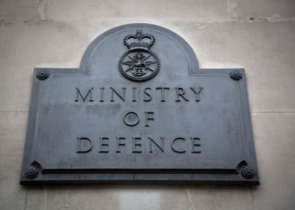 The plaque outside the South Door of the Ministry of Defence Main Building in Whitehall, London.