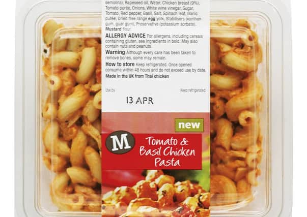 Morrisons 330g Tomato and Basil Chicken Pasta, which contains more calories and fat than contained in a Burger King Chicken Royale with Cheese
