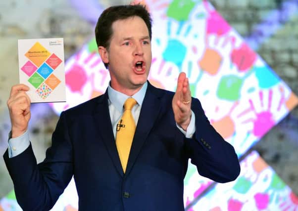 Liberal Democrat leader Nick Clegg speaking during the launch of the Party's manifesto