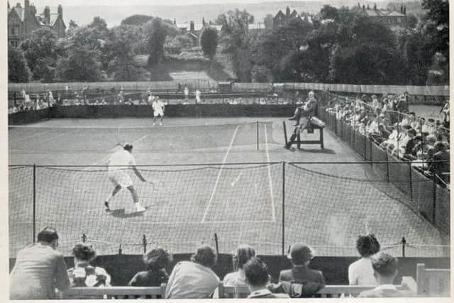 The 54th Open Tennis Tournament in 1954 at Ilkley Lawn Tennis Club.