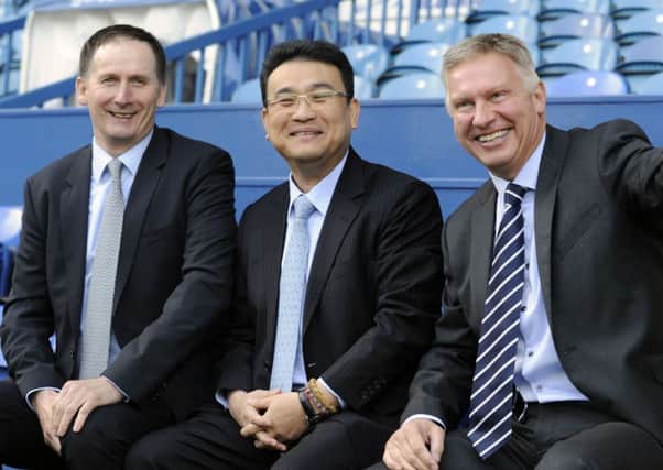 Sheffield Wednesday chairman Dejphon Chansiri with his new advisers Glenn Roeder, left, and Adam Pearson.