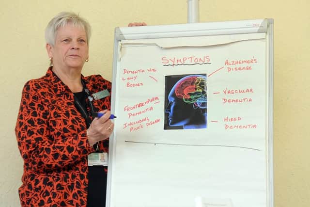 Jan Burrows, Dementia Support Manager at Doncaster's Dementia Support Service, delivering dementia awareness training.

Picture James Hardisty