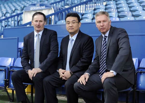 Sheffield Wednesday owner Dejphon Chansiri with his new advisers, Glenn Roeder, left, and Adam Pearson (Picture: Steve Ellis).
